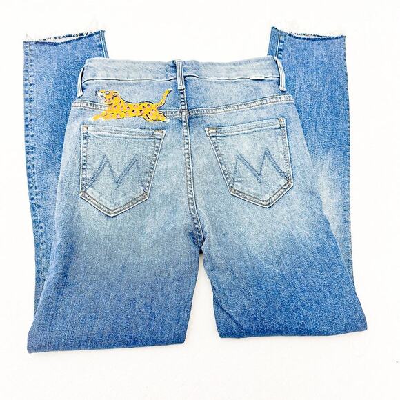 Mother High Waisted Looker Ankle Fray Shoot to Thrill Denim Jeans Size 25 - Picture 5 of 12